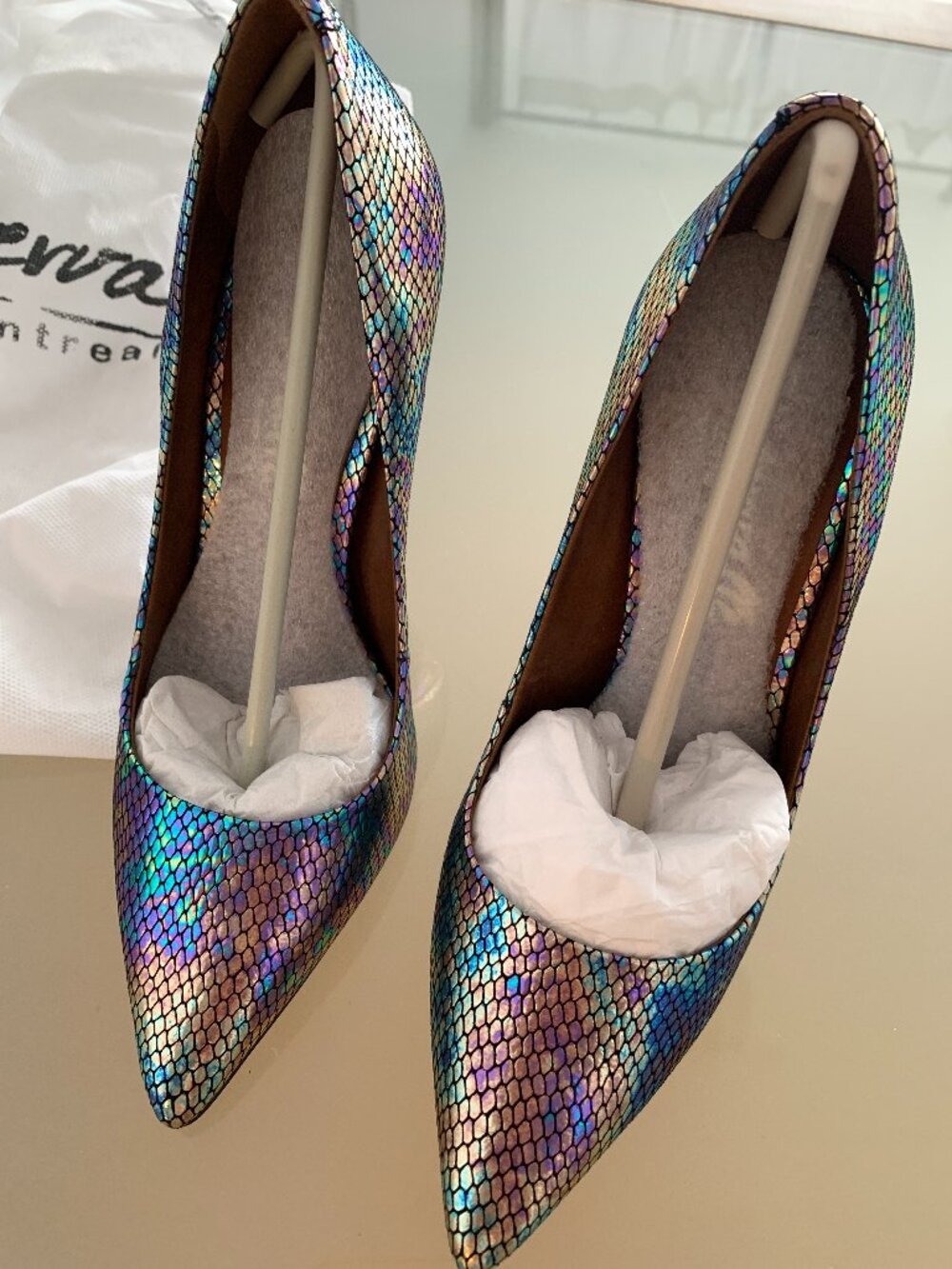 BNWT Intervalle Heels snake prints holographic Louboutin dupe So Kate 36 6